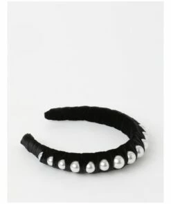 Collection Pearl Black Velvet Headband