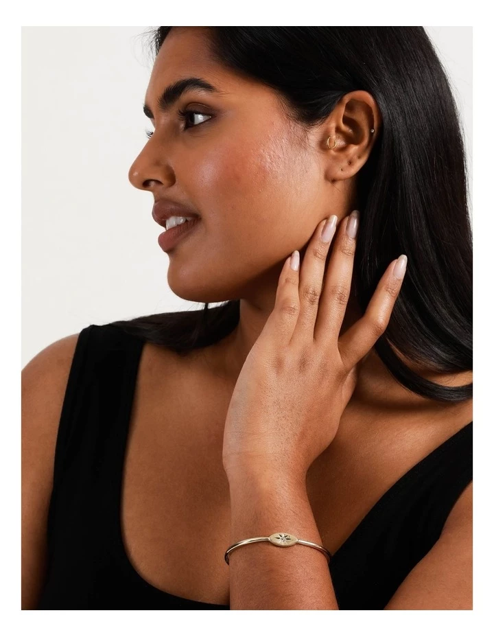 Piper Eye Charm Gold Cuff Bracelet 3 Piper Eye Charm Gold Cuff Bracelet - Image 3