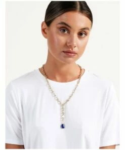 Piper Gold/Blue Enamel Charm Necklace -RAY-BAN Online Store 852989320 2 720x928