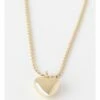 Piper Gold Puffy Heart Necklace