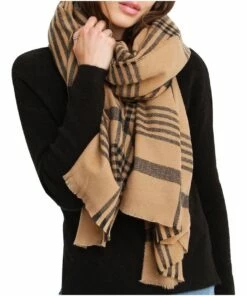 Belle & Bloom Panorama Check Brown Scarf