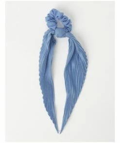 Piper Blue Pleated Scrunchie With Long Tie