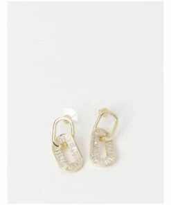 Trent Nathan Emerald Cut CZ Double Drop Silver Earring