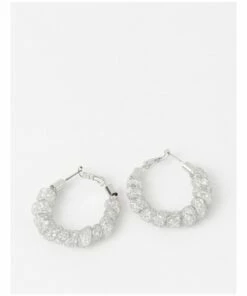 Trent Nathan Twisted Silver Chain Hoop Earring