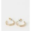Trent Nathan Cubic Zirconia Pave Double Hoop Gold Earring