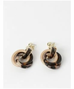 Trent Nathan Tortoiseshell Gold Drop Hoop Earring