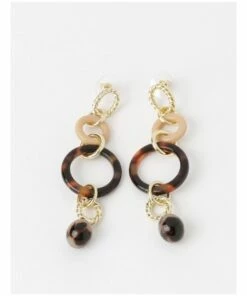 Trent Nathan Longline Tortoiseshell Gold Drop Earring