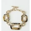 Trent Nathan Oval Tortoiseshell Gold Link Bracelet