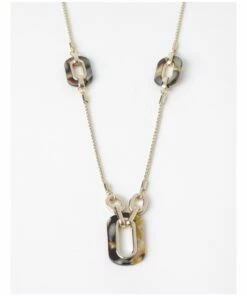 Trent Nathan Oval Tortoiseshell Gold Link Necklace