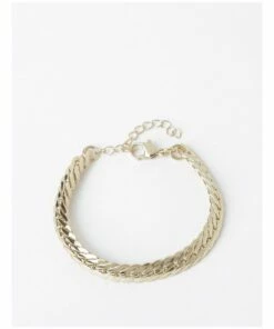Trent Nathan Flat Braided Gold Chain Bracelet