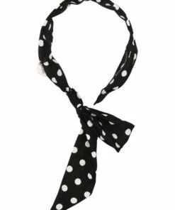 Morgan & Taylor Polka Dot With Pearls Black Headband