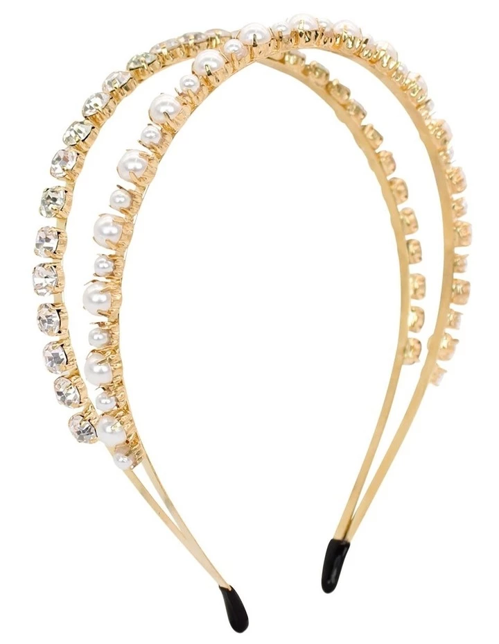 Morgan & Taylor Crystal And Pearl White Headband 1 Morgan & Taylor Crystal And Pearl White Headband