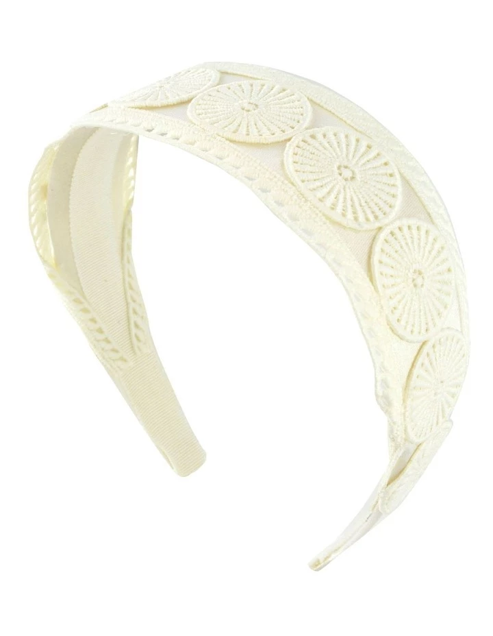 FORD MILLINERY Cream Textured Embroidery Style Headband 1 FORD MILLINERY Cream Textured Embroidery Style Headband