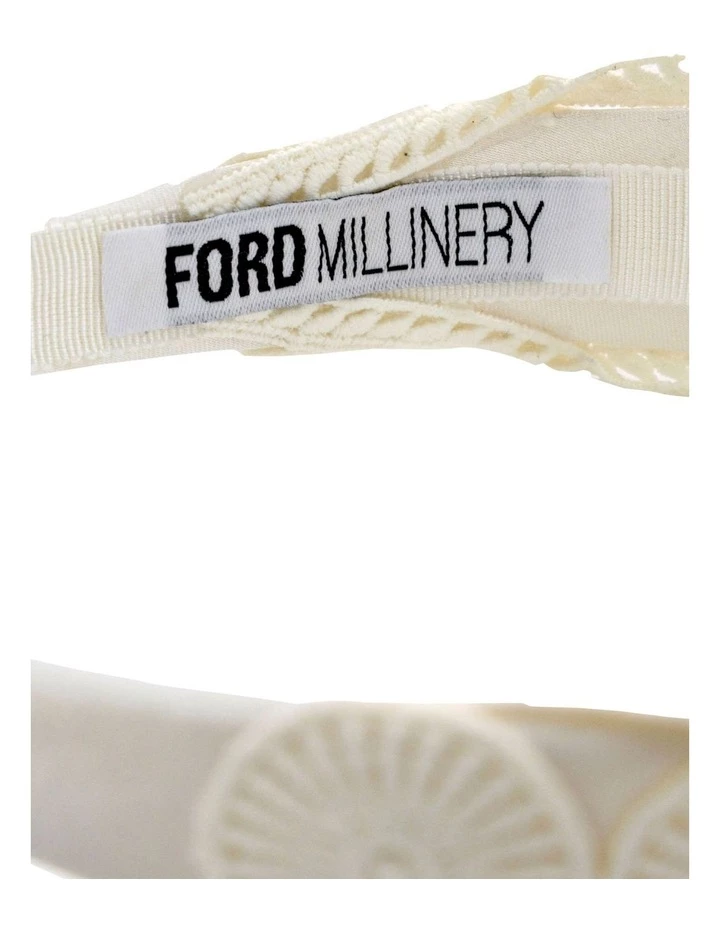 FORD MILLINERY Cream Textured Embroidery Style Headband 4 FORD MILLINERY Cream Textured Embroidery Style Headband - Image 4