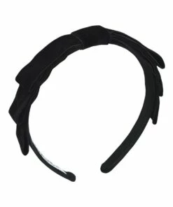FORD MILLINERY Black Velvet Double Bow Headband