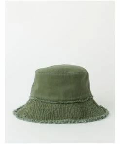 Piper Frayed Edge Green Bucket Hat