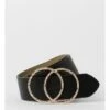 Miss Shop Double Circle Black Buckle Belt
