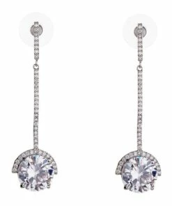 Gregory Ladner Statement CZ Rhodium Drop Earring