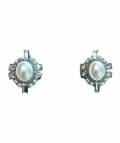 Gregory Ladner Art Deco Pearl White Stud Earring