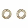 Gregory Ladner Ribbon Circle Stone Gold Stud Earring