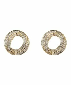 Gregory Ladner Ribbon Circle Stone Gold Stud Earring