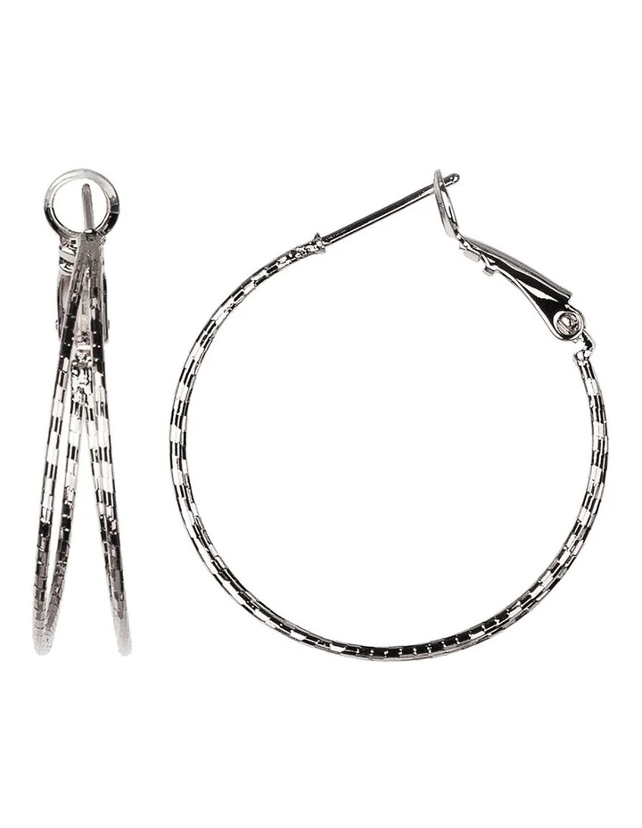 Gregory Ladner Double Small Hoop Rhodium Earring 2 Gregory Ladner Double Small Hoop Rhodium Earring - Image 2