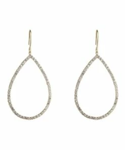 Gregory Ladner Pave Tear Fishhook Drop Gold Earring