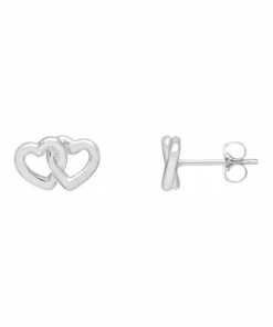 Estella Bartlett Interlinked Loveheart Silver Stud Earrings