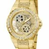 Guess Reveal Gold Stainless Steel Skeleton Watch