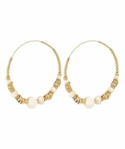 Gas Biba White Hoop Earrings