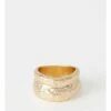 Piper Organic Shaped Thick Band Textured Gold Ring