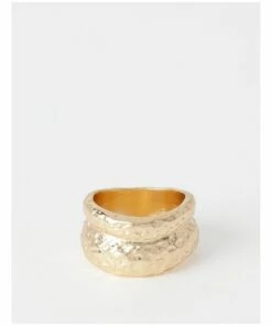 Piper Organic Shaped Thick Band Textured Gold Ring