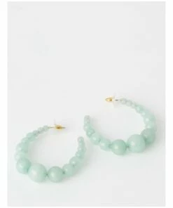 Piper Stone Ball Mint Hoop Earring