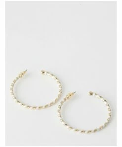 Piper Cord Wrapped Gold Hoop Earring