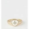 Piper Enamel Signet Gold/White Ring