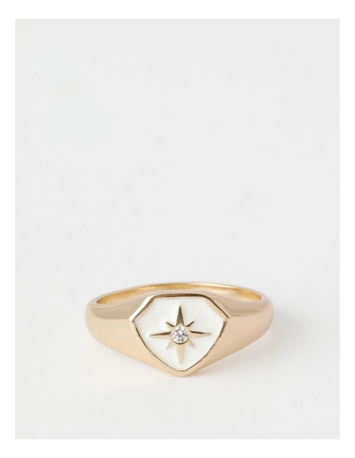 Piper Enamel Signet Gold/White Ring 1 Piper Enamel Signet Gold/White Ring