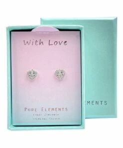 Pure Elements Heart White Cubic Zirconia Stud Earrings -RAY-BAN Online Store 859849840 4 720x928