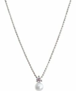 Pure Elements Petitte Girls White Cubic Zirconia Pearl Pendant Choker Necklace