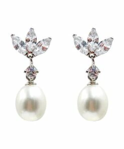 Pure Elements Bridal White Cubic Zirconia Pearl Earrings
