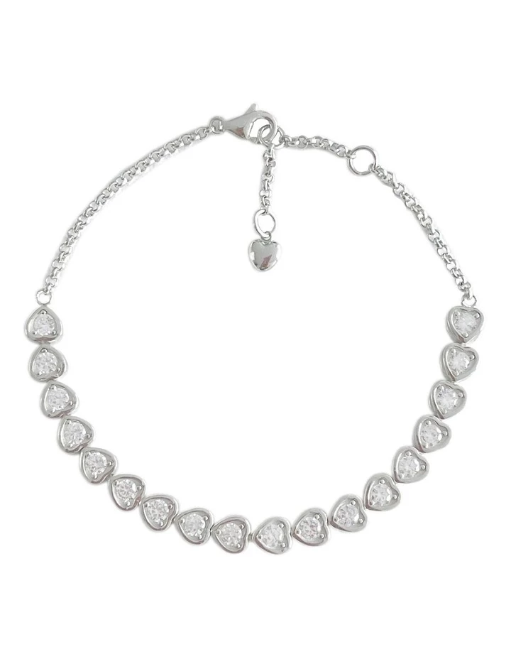 Pure Elements Hearts White CZ Tennis Bracelet 1 Pure Elements Hearts White CZ Tennis Bracelet