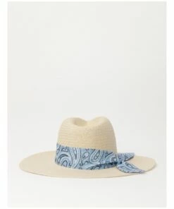 Miss Shop Pale Blue Panama Hat With Scarf Trim -RAY-BAN Online Store 860130460 860131450 4 720x928