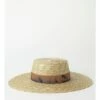 Miss Shop Contrast Trim Gold Boater Hat