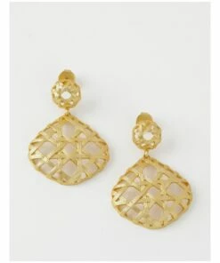 Basque Lattice Gold Drop Earring