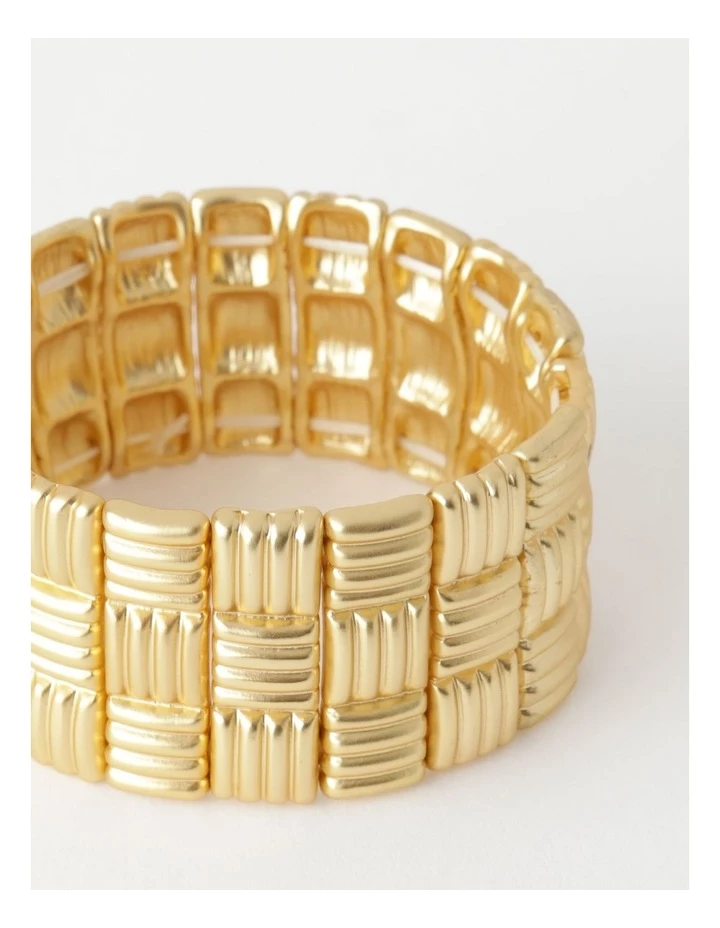 Basque Retro Weave Gold Stretch Bracelet 2 Basque Retro Weave Gold Stretch Bracelet - Image 2