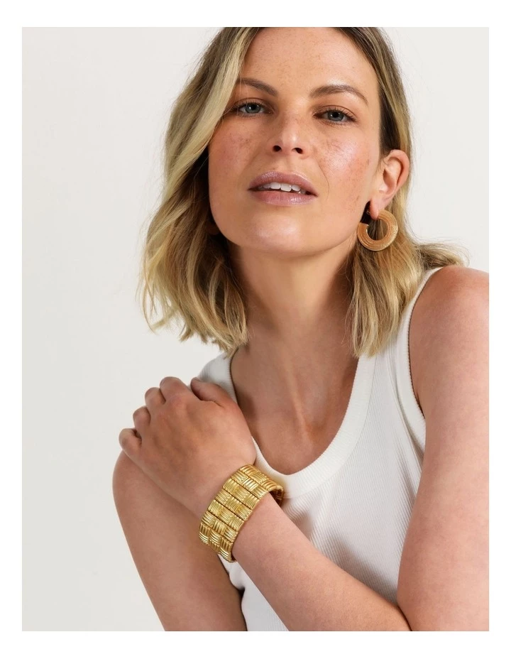 Basque Retro Weave Gold Stretch Bracelet 4 Basque Retro Weave Gold Stretch Bracelet - Image 4