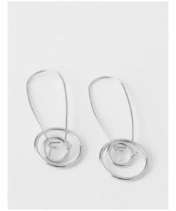 Basque Dainty Circle Silver Drop Earring