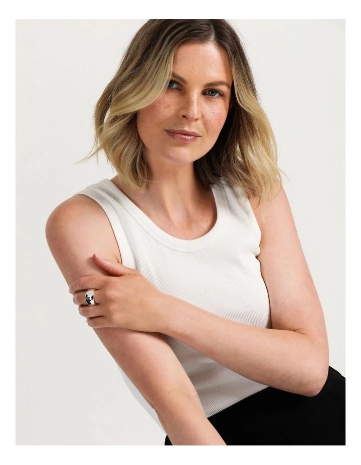 Basque Smooth Wide Sterling Silver Plated Ring 2 Basque Smooth Wide Sterling Silver Plated Ring - Image 2