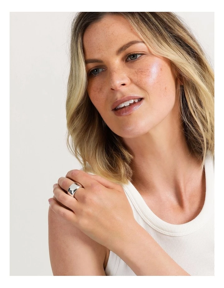 Basque Smooth Wide Sterling Silver Plated Ring 4 Basque Smooth Wide Sterling Silver Plated Ring - Image 4