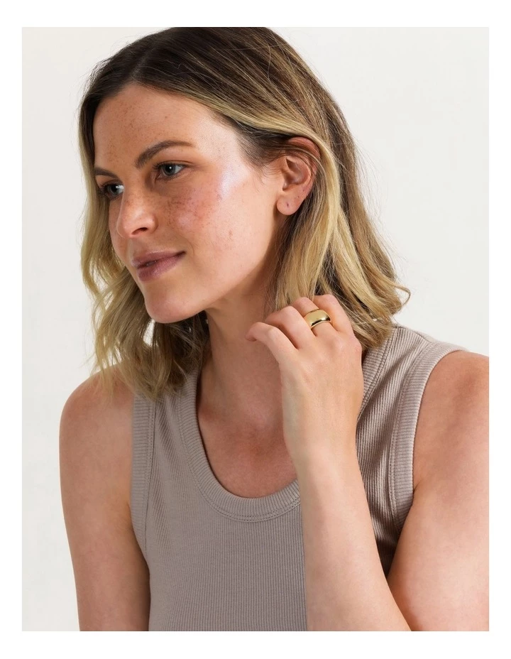 Basque Smooth Wide 24K Gold Plated Ring 2 Basque Smooth Wide 24K Gold Plated Ring - Image 2