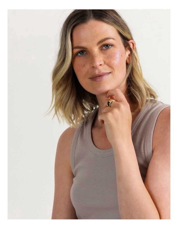 Basque Smooth Wide 24K Gold Plated Ring 4 Basque Smooth Wide 24K Gold Plated Ring - Image 4